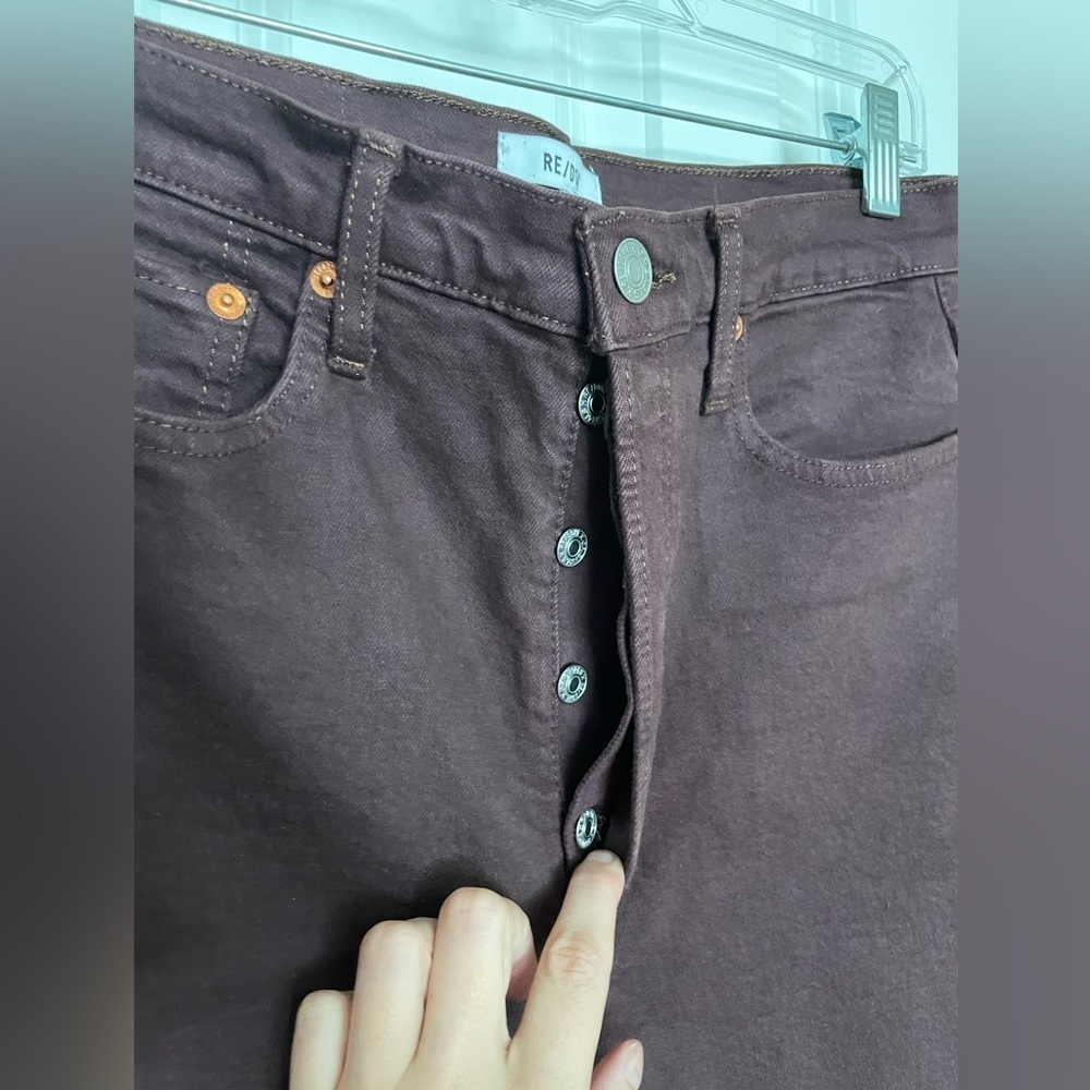 Re/Done 70s Ultra High Rise Stove Pipe Jeans Size 28 Washed Plum - Picture 6 of 13